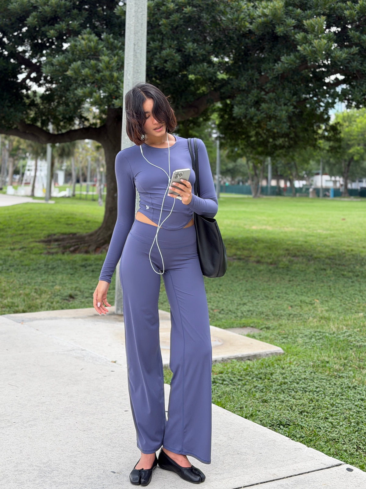 Long Sleeve Top + Straight-Leg Leggings Set